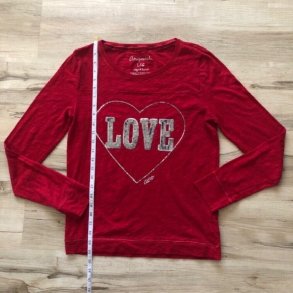 Aeropostale Red Love Heart Long Sleeve Shirt - Picture 3 of 6